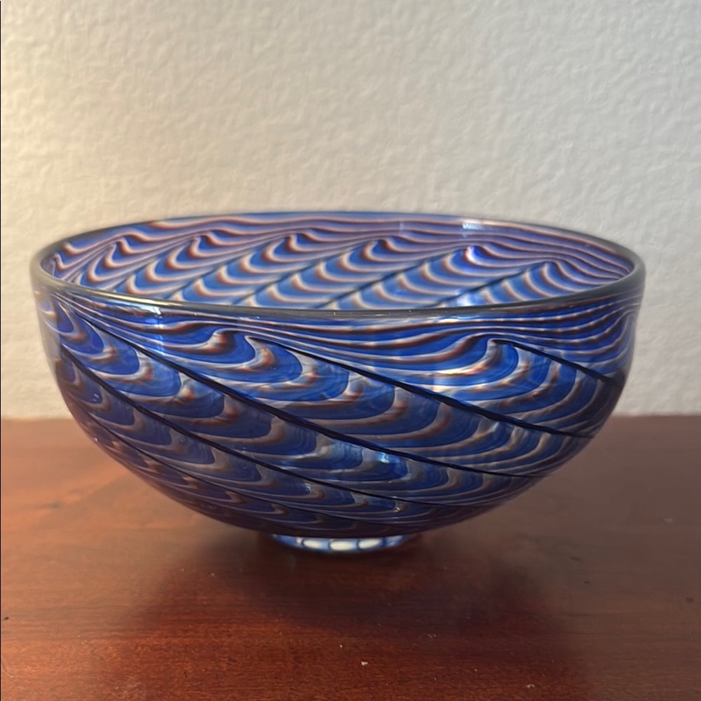 Blue and Red Art Glass Bowl